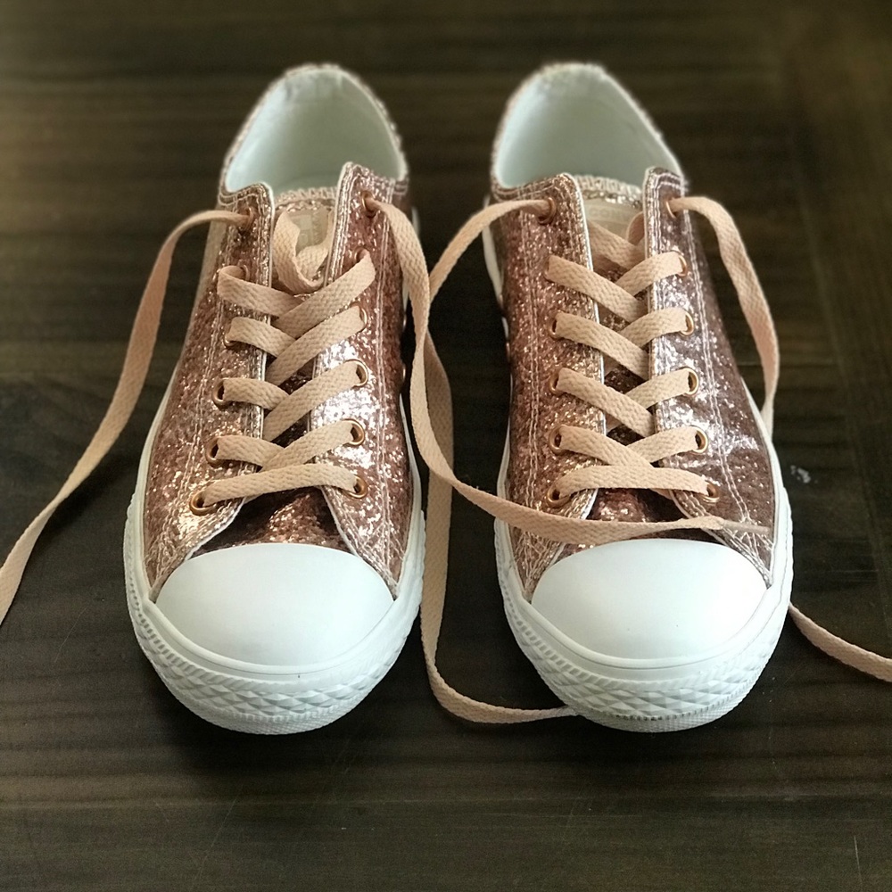 Rose Gold glitter Converse